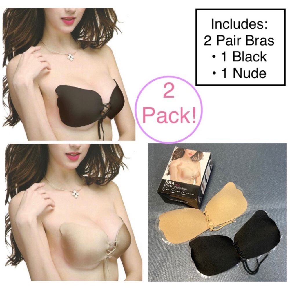 Strapless Self Adhesive Silicone Bra, Push Up Drawstring Invisible Bra